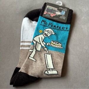 Blue Q Mr. Perfect Socks - Turquoise and Brown